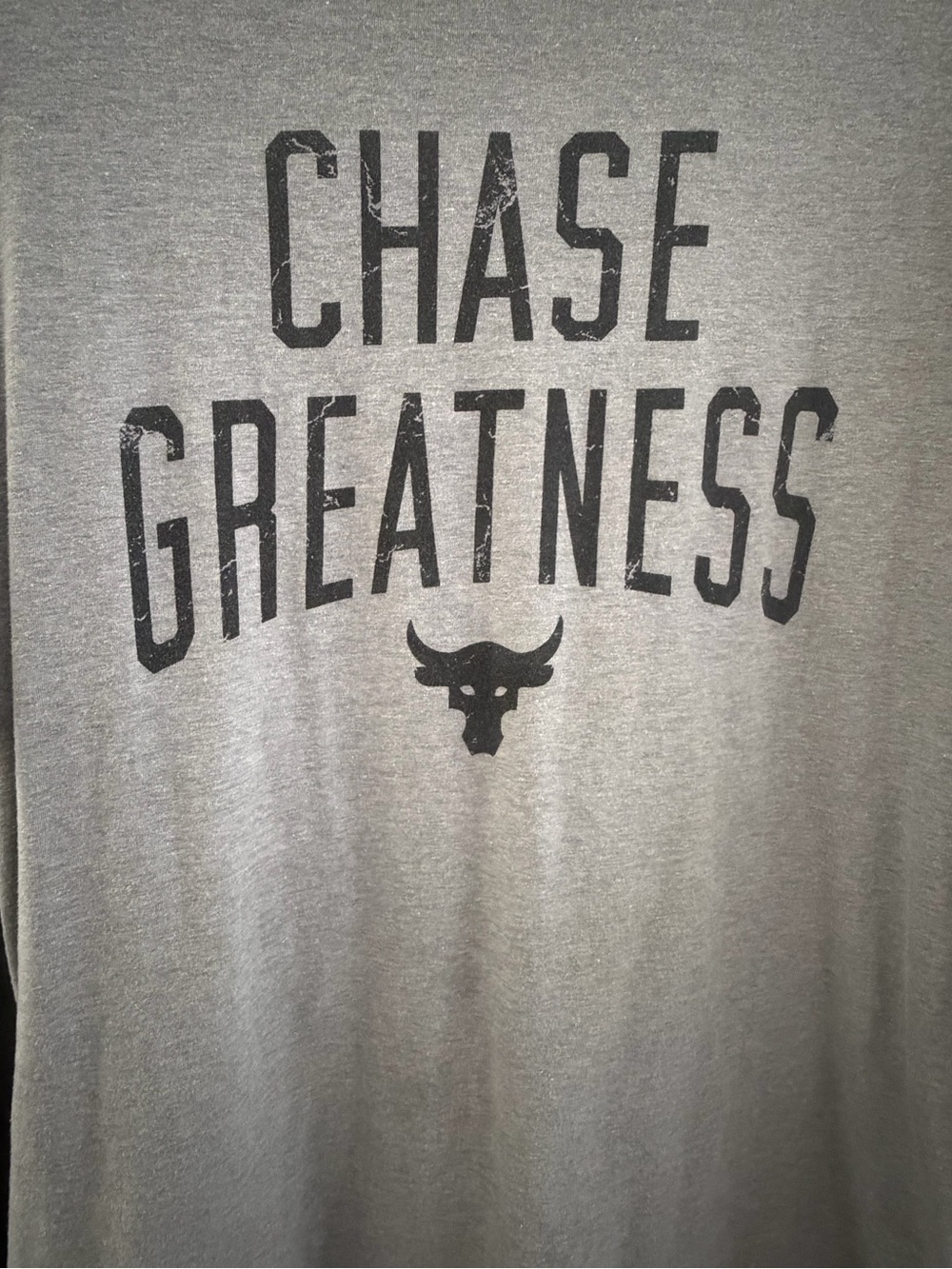 Under Armour Project Rock ‘Chase Greatness’ T-shirt in gray size large